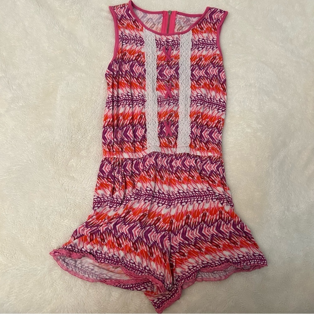 Size Small GIRLS Pink Romper with Pockets B3